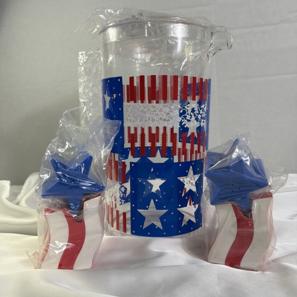 VTG Avon Star Spangled Serve Wear Collection Serving Pitcher & Salt Pepper Shake